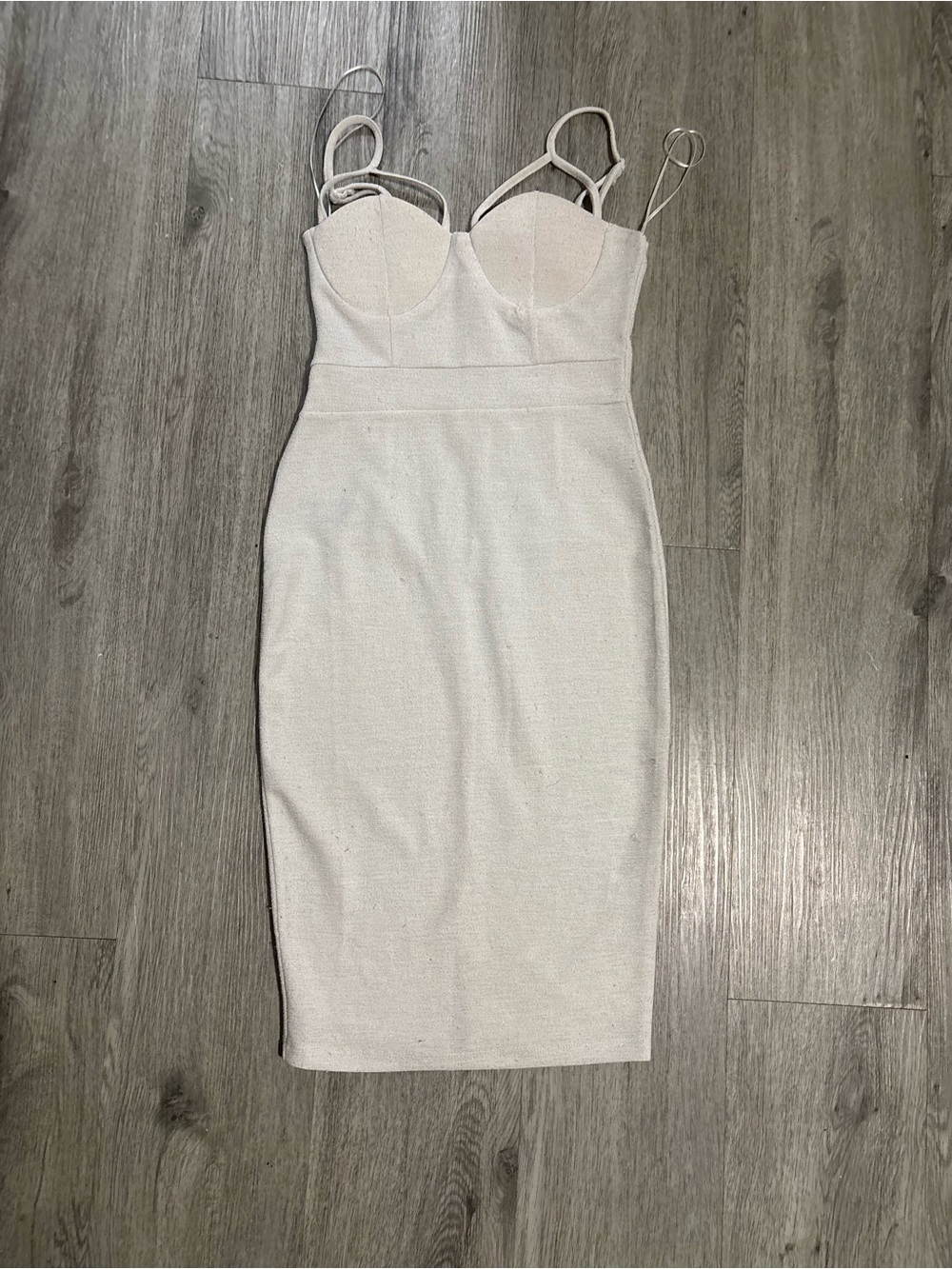 Women's Cream Bodycon Bustier Midi Dress